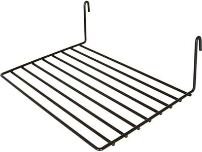 Display Grid Racks Shelf- Clothing Store Display Shelves, Retail Display Grid, Straight Shelf, 8" Depth x 12" Length, Metal With Black Semi-Gloss Finish, Pack Of 6 Grid Rack Shelves