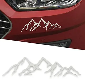 SNGARO Vinyl Snow Mountain Tree Sticker, Trunk Logo Sticker, Car Exterior Accessories, Universal for Car, Window and Laptop (White)