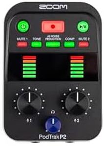 Zoom P2 PodTrak portable podcast recorder and USB audio interface | podcasting mixer and interface for mobile podcast-recording in broadcast quality | 2 x USB mic inputs | black