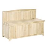 Outsunny Wooden Outdoor Bench, Garden Bench with 39 Gallon Storage Box, Garden Furniture Chair for Patio, Lawn, Garden, 45.3" x 17.7" x 29.5", Natural