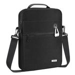 MoKo 12.9 Inch Tablet Bag,360° Protective Carrying Case Fits 13 Inch New iPad Pro M4 & Air M2 2024, iPad Pro 12.9 M2&M1,Galaxy Tab S8+/S9+ 12.4,with Multi-Pockets,Shoulder Strap & Earphone Port,Black