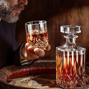 KINJU GARMENTS Whiskey Decanter for Scotch Liquor Vodka Wine or Bourbon - Irish Cut - 1000 ML (Wine Decanter)