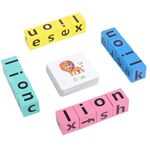 RHYOCIYE Multiplayer Wooden Letter Block Spelling Game, Word Spelling Building Cubes Toys, Flash Card Letter Word Matching Block Puzzle, Educational Montessori Puzzle Toy, for 3+ Years Old