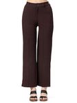 SAGIBO Women's Trouser High Waist Pant, Bell Bottom, Trendy Retro-Chic, Brown, Medium