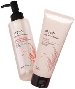 The Face Shop Rice Water Bright Double Cleanser Set – Light Cleansing Oil (150ml) & Foaming Face Wash (150ml) | Korean Skincare with Rice Extract | Removes Makeup, Deep Cleanses, Brightens & Hydrates | 2-Step Facial Cleanser Duo