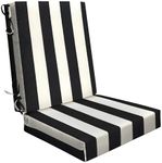 Honeycomb Outdoor Highback, 21" W x 42" L, Cabana Stripe Black & Ivory Chair Cushion