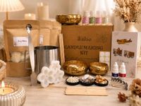 iKalaa® Golden Aura Candle Making Kit DIY Set with 500g Soy Wax, Cherry Blossom Mold, 3 Hammer Urli , Fragrance Oils, Liquid Colors, Wick Supplies & Decoration Accessories | Complete Candle Craft Kit for Adults & Beginners