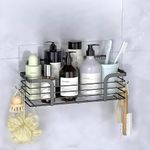 JIALTO Self Adhesive Bathroom Shelf/Shower Caddy - SUS 304 Stainless Steel Bathroom Organiser Without Drill, Multipurpose Shelves, Organizer Rack Holder Stand for Wall (30LX12WX12H CM - Black)