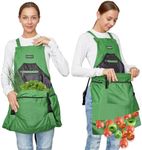 ZIOZERTT Gardening Apron, Harvest Garden Aprons with Pockets for Women and Men, Canvas Gardening Supplies Tool Belt, Gardening Gifts for Mom, Dad, Gardeners,Green