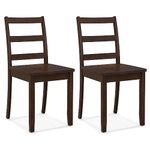 Giantex Wood Dining Chairs Set of 2 Walnut - Wooden Armless Kitchen Chairs with Solid Rubber Wood Legs, Non-Slip Foot Pads, Max Load 400 Lbs, Farmhouse Style High Ladder Back Dining Room Chairs