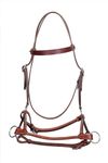 MEWATI Premium Horse Western Full-Grain Leather Bitless Training Side Pull Bridle with Reins - Vegetable Tanned Leather(Standard/Full)
