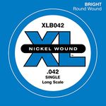 D'Addario XLB042 Nickel Wound Bass Guitar Single String, Long Scale.042