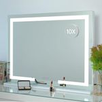 HOMPEN Makeup Vanity Mirror with Lights, Lighted Vanity Mirror, Table Top Lighted Beauty Mirror, Dimmable LED Light Strips, Hollywood Style Mirror, 28"x22"