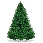 Goplus Christmas Tree Unlit Artificial Premium Hinged Spruce Full Tree with Solid Metal Stand, 1000 Tips (6 feet, Classic Series)