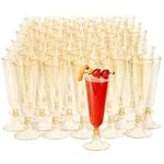 MATANA 100 Premium Elegant Plastic Champagne Flutes with Gold Glitter, 150ml - Reusable Toasting Glasses, Cocktail Prosecco Glasses for Weddings, Birthdays, Christmas, BBQ, Parties