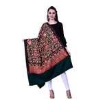 SWI WITH LABEL Women's Kashmiri Wool Blended Shawl Embroidered by Kashmiri Artisans, (Large Size - 40 x 80 Inches)