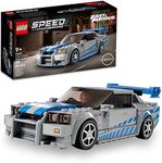 LEGO Speed Champions 2 Fast 2 Furious Nissan Skyline GT-R (R34) Race Car Toy Model Building Kit, Collectible with Racer Minifigure, 2023 Set for Kids 76917