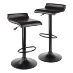 Winsome Wood Paris Adjustable Swivel Airlift Stool with PU Leather Seat, Black Metal Base, Set of 2