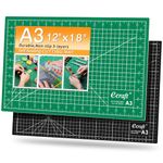 Ecraft Self Healing Cutting Mat: 12inch x 18inch Double Sided 5-Ply Fabric Cutting Mat for Sewing, Quilting & Arts & Crafts - Gridded Rotary Cutting Board Mat in Green/Black.