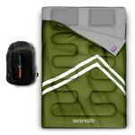 SereneLife Backpacking Sleeping Bag Camping Gear - Double Sleeping Bag for Adults/Teens W/ 2 Pillows, Bag - Outdoor Lightweight Weather Proof Sleeping Bags for Camping, Backpacking, Hiking SLSBX9