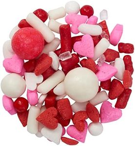 Oasis Supply Edible Valentine's Day Sprinkle Fusion Mix, Red, White and Pink Hearts and Shape