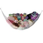 Jumbo Toy Hammock, Powkoo Extra Large Toy Hammock Storage Net Organizer | Dimensions: 84 x 59 x 59 inches for Stuffed Animals, Nursery Play, Teddies (White)