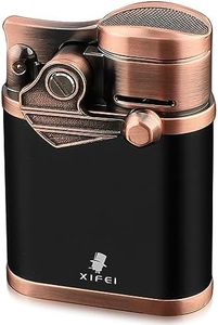 XIFEI Cigar Lighter 4 Jet Flame Torch Lighter with Cigar Holder, Windproof Rocker Arm Lighter Adjustable Flame, Refillable Butane Lighter Smoking Lighters Gift for Men (Bronze)