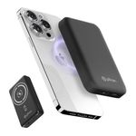 pTron Dynamo Arc 10000mAh 22.5W USB Fast Charging Nano Magnetic Power Bank, 15W Magnetic Wireless Charging, 20W PD/Type C Fast Charging, 3 Outputs/1 Input & Multiple Layers of Protection (Black)