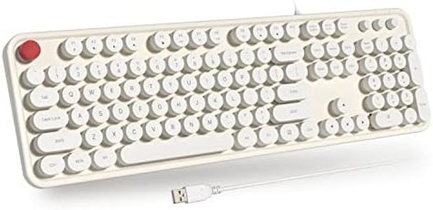 Atelus USB Wired Computer Keyboard - Retro Typewriter Keyboard - Full Size Keyboard with Number Pad for PC Laptop Desktop Windows (Creamy White)