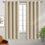 BGment Blackout Curtains - Grommet Thermal Insulated Room Darkening Bedroom and Living Room Curtain, 2 Panels of 52 x 63 Inch, Beige