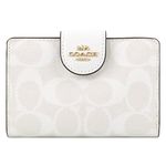 Coach C0082 Signature Mini Wallet, Bifold Wallet, Small, Women's, IMRFF Chalk Glacier White