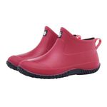 Ladies Ankle Wellies Wide Fit Ankle Wellington Boots Short Garden Boots Walking Non-Slip Sole Durable Gardening Wellies Boots Rain Boots Fashion Comfortable Rubber Waterproof Boots Red