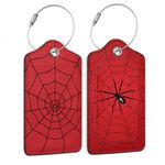 Red Spider WebLuggage Tags for Suitcases,2 Pack Spider Luggage Tag,Leather Stainless Steel Loop Label Tag for Women Men Girls Travel Bag Suitcase