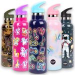 Fringoo - Neon Gamer Water Bottle with Straw- Tall BPA Free Water Bottles - Insulated Water Bottle - Stainless Steel Water Bottle - Kids Water Bottles - Reusable Water Bottle - 600 ml