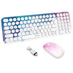 2.4GHz USB Wireless Keyboard and Mouse Ultra-Thin Cordless Compact-Sized Silent Retro Computer Keyboard Mouse Combo Mobifice for PC Computer/Laptop/Windows/Mac/Tablets(Graffiti Blue)