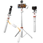 K&F CONCEPT MS08 Selfie Stick 62'' Phone Tripod, Compact Tripod with Phone Holder, Detachable Remote Control Compatible with iPhone 17, DJI OSMO Pocket 4/3, Insta360 X5/X4, GoPro Hero 13/12/11 (White)