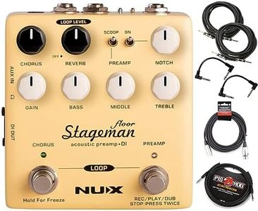 NUX Stageman Floor Acoustic Preamp/DI Pedal Bundle with 2 Instrument, 2 Patch, 1/4" TRS and XLR Cables