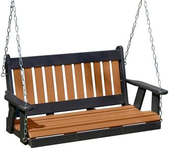 Mission Poly Lumber Wood 5FT Porch Swing Amish Craftsmandship Made in USA HDPE with No Wood fibers 1000 lbs Limit. Stainless Steel Hardware.Signature Design for Patio Outdoor Backyard Garden Park