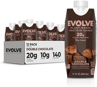 Evolve Plant Based Protein Shake, Double Chocolate, 20g Vegan Protein, Dairy Free, No Artificial Sweeteners, Non-GMO, 10g Fiber, 11 Fl Oz (Pack of 12) - (Formula May Vary)