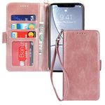 ELTEKER Phone Case for iPhone XR Wallet Case,[RFID Blocking] Premium Leather Credit Card Holder Magnetic Flip Kickstand Wallet Case for iPhone XR -Pink