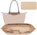 OAikor Tote Bag Organizer Insert with Base Shaper,Felt Bag Organizer Insert Compatible with lepliage Large,neverfull MM,C.oach City 33,G.oyard Artois PM and More, Purse Insert for Luxury Bags,Beige/L