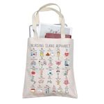 TOBGBE Funny Nursing Slang Alphabet Tote Bag Nursing Appreciation Gift Nurse Accessories For Work Bag ER RN Gifts (Nursing Alphabet CA)