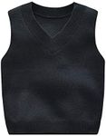 PTPUKE Baby Boys Girls V Neck Comfort Knitted Sleeveless Pullover Sweater Vest Black