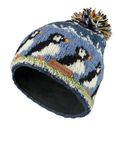 Pachamama Women Wool Bobble Beanie Hat Fleece Lined Handknitted Puffin Multicoloured One-Size Handmade Extra Warm Fair Trade