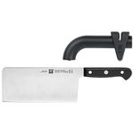 ZWILLING J.A. HENCKELS Gourmet 2 Piece Set 7 INCH Chinese Chef & Sharpener, Regular, Silver