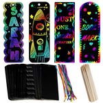 QNCIGER 48 Pcs 4 Style Magic Scratch Rainbow Bookmarks for Kids Students Party Favor Scratch Paper DIY Bookmarks with Scratching Tools Satin Ribbons for Classroom Activities