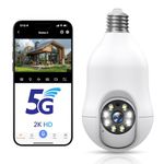 Light Bulb Security Camera,5G& 2.4GHz Security Cameras Wireless Outdoor,2K Outdoor Security Camera,Light Bulb Camera with Color Night Vision,Two Way Talk,Human Motion Sensor Easy to Install