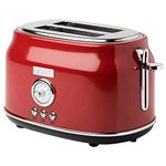 Haden Dorset 75001 Stainless Steel 900W Retro Toaster 2 Slice Wide Slot w/Removable Crumb Tray and Settings, Red Toasters w/Adjustable Browning Control, Smart Toaster