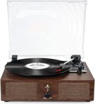 Udreamer Vinyl Player Record Player with Built-in Speakers, Bluetooth Turntable Belt-Driven, Vintage Phonograph with 3 Speeds for Musical Enjoyment and Home Decoration (coffee)