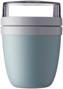 Mepal - Fiambrera Ellipse - Práctico Vaso para Yogur y Muesli - Compartimentos separados para Porta Alimentos - Apto para Congelador, Microondas y Lavavajillas - 500 ml + 200 ml - Nordic Green